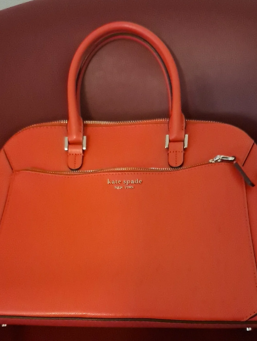 Kate Spade Louise Medium Dome Satchel Orange Tamarillo Leather Crossbody